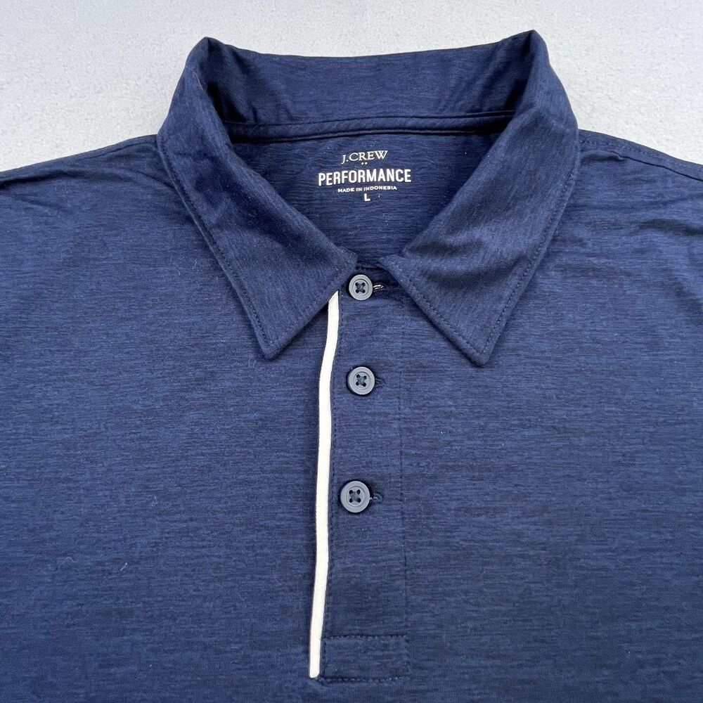 J.Crew Performance Polo Shirt Men Large Navy Blue Short Sleeve Lightweight Golf